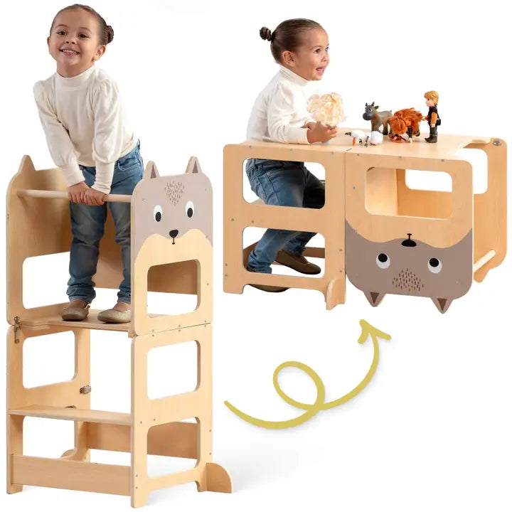 Convertible Montessori Toddler
Tower 4-in-1 Step Stool, Desk