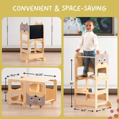 Convertible Montessori Toddler
Tower 4-in-1 Step Stool, Desk